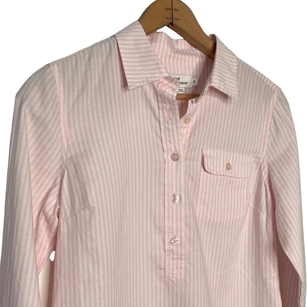 Vineyard Vines | Pink And White Striped Popover Shirt - Picture 3 of 7
